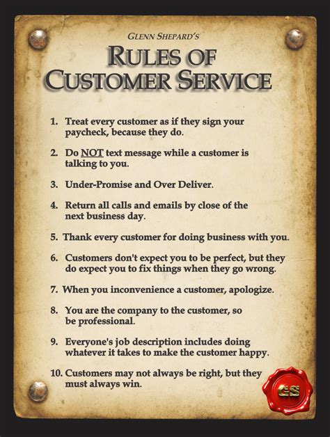 “rules Of Customer Service” Poster Glenn Shepard Store