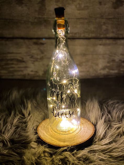 Personalised Wine Bottle With Lights 30th 40th 50th 60th Etsy