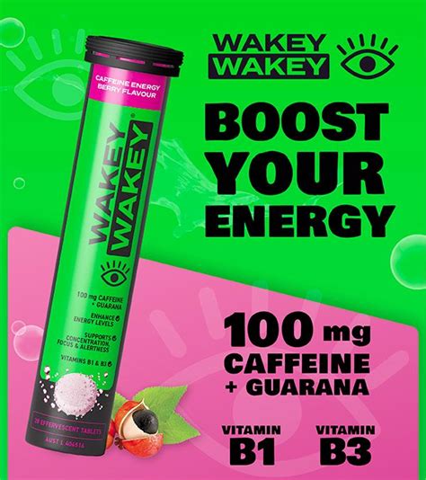 Buy Wakey Wakey Caffeine Effervescent Berry Flavour 20 Tablets Online