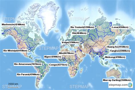 Stepmap 15 Ríos Más Largos Landkarte Für World