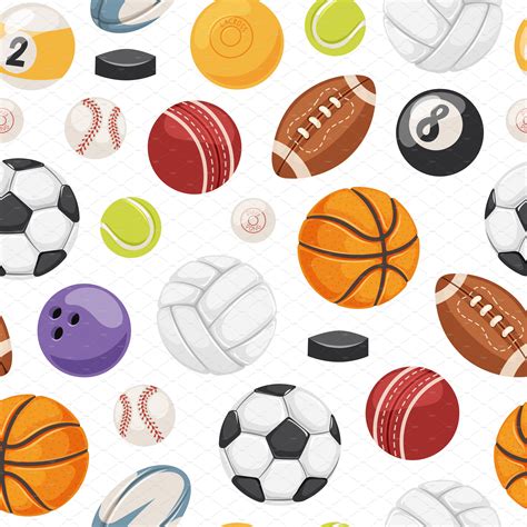 Sport Balls Seamless Pattern Illustrator Graphics ~ Creative Market