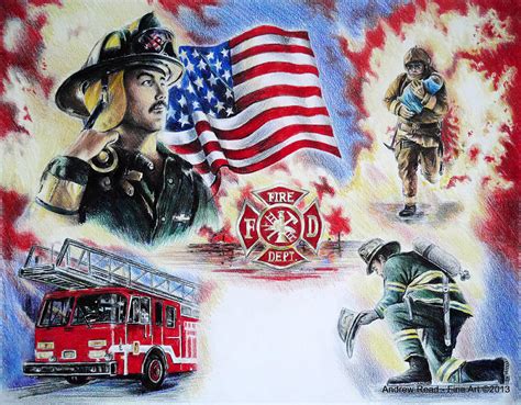 Heroes Firefighters Drawing By Andrew Read Pixels