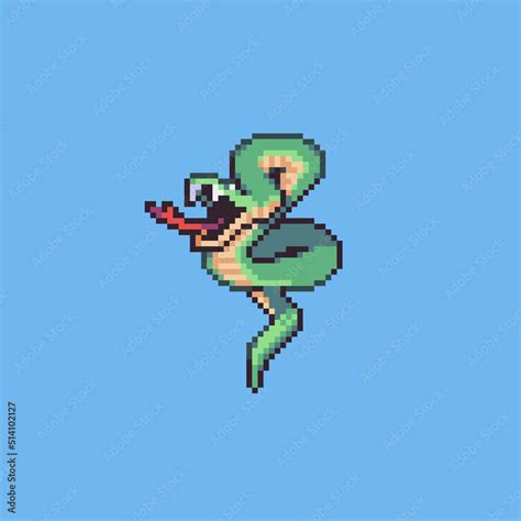 Fully Editable Pixel Art Vector Illustration Cartoon Snake For Game
