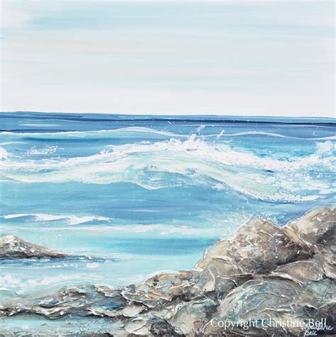 Original Art Abstract Painting Coastal Ocean La Jolla Waves Rocks Home