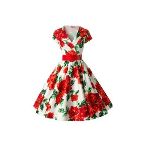 Pinup Couture 50s Birdie Dress In Red Vintage Floral Floral Dresses