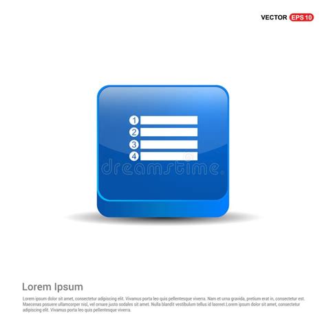 List Menu Icon 3d Blue Button Stock Vector Illustration Of Plan