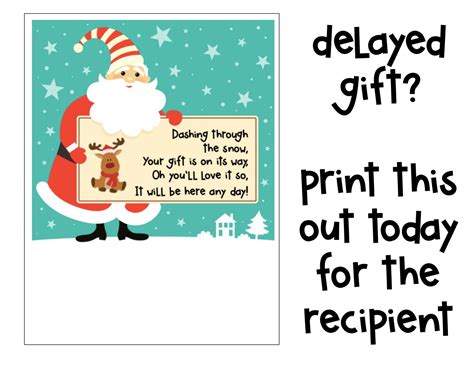 Christmas Present Is Delayed Card Your Gift Is On Its Way Etsy Delayed Gift Christmas