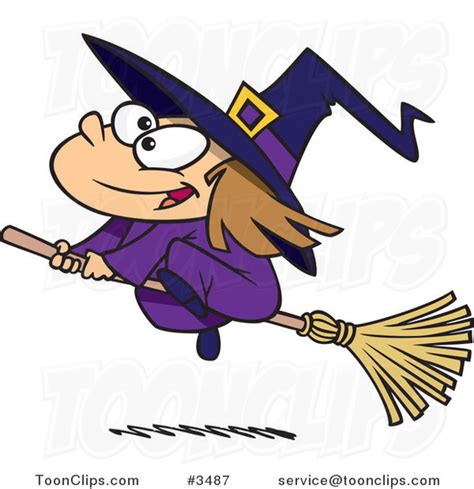 Cartoon Flying Girl Witch 3487 By Ron Leishman