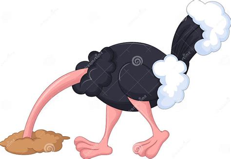 Ostrich Cartoon Has Buried A Head In Sand Stock Illustration