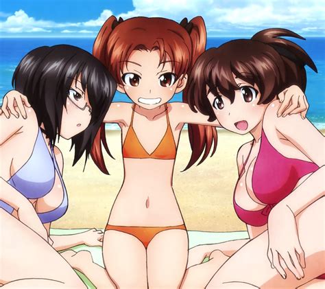 Girls Und Panzer Anzu Kadotani Momo Kawashima Yuzu Koyama Android Wallpaper Kawaii