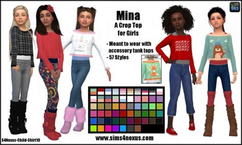 Mina Crop Top For Girls By Samanthagump At Sims 4 Nexus