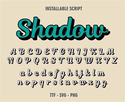 Shadow Font Ttf Svg Png Shadow Letters Font Shadow Cursive Etsy Ireland