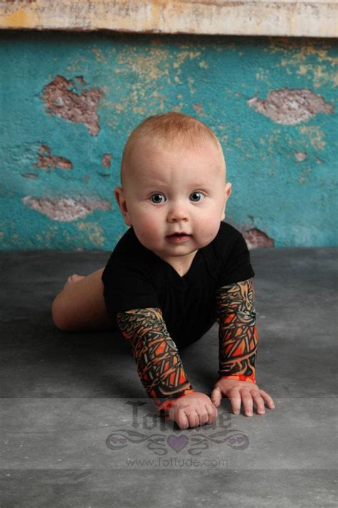Black Bodysuit Baby Tattoo Sleeve Shirt For Babies Etsy Punk Baby