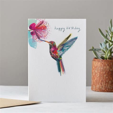 Happy Birthday Card Hummingbird Card Card For Her Lt063 Etsy