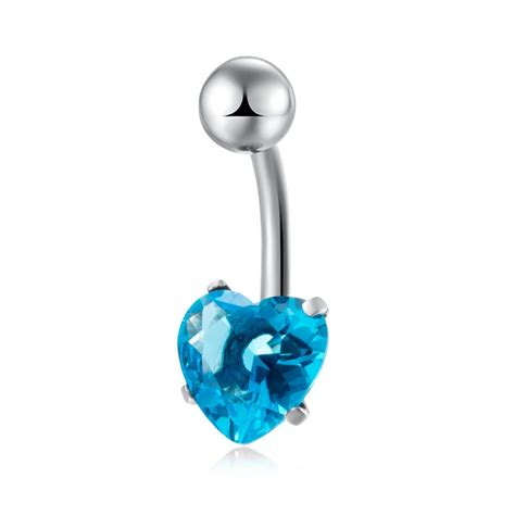 Wholesale 5colors Available Aaa Cubic Zirconia Cz Cute Heart Ball Piercing Navel Ring Belly