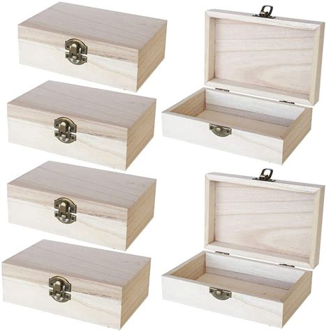 Juvale Unfinished Wooden Jewelry Box 6 Pack Wood Jewelry Boxes With