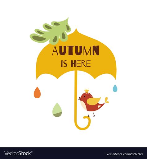 Autumn Is Here Hand Drawn Typographic Element Vector Image