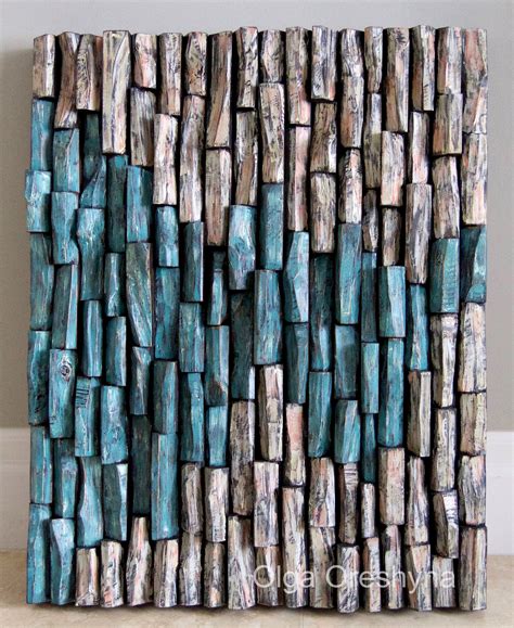 Outstanding Wood Wall Sculpture Contemporary Composition Of Richly