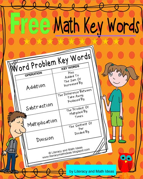 Literacy And Math Ideas Math Operation Key Words Math Key Words Math