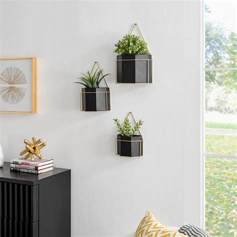 Danya B Geometric Wall Planters With Gold Accents Set Of 3