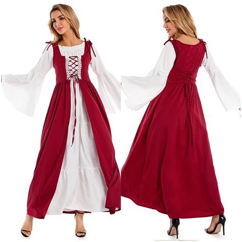 Medieval Renaissance Vintage Dress Court Costume Square Collar Bundled