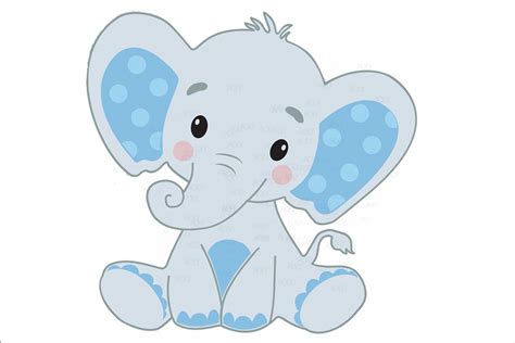 Cute Baby Boy Elephant With Blue Ears In Vector Format Jpeg 353254