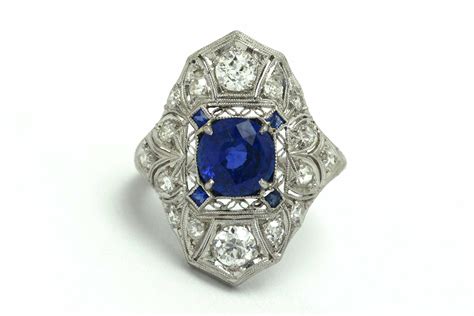 Edwardian Blue Sapphire Diamond Accent Filigree Antique Etsy