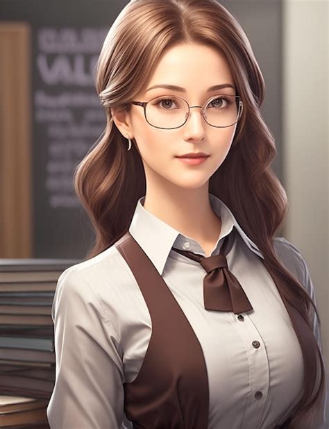 Premium Ai Image Beautiful Women Teacher Glasses In Classroom 06