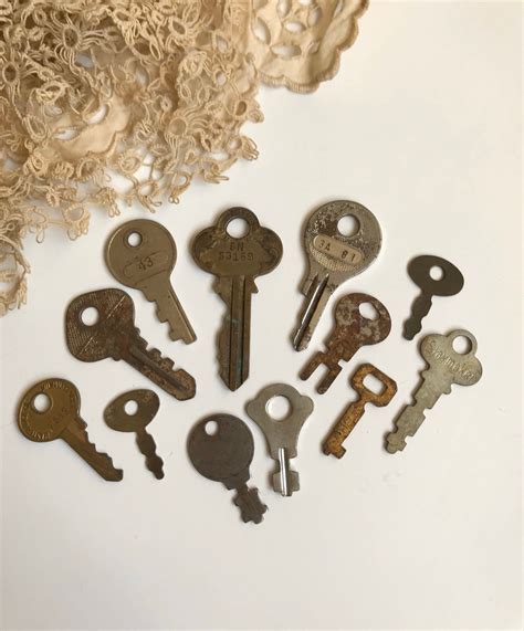 Vintage Keys Mixed Media Altered Art Supply Old Key Lot Found Object