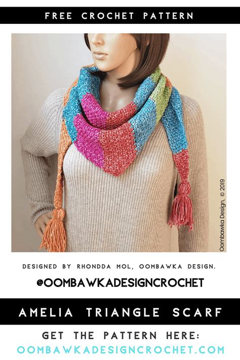 amelia triangle scarf free crochet pattern oombawka design crochet october scarf of the month