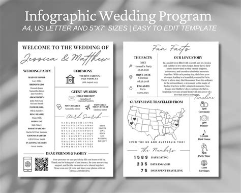 Infographic Wedding Program Editable Wedding Details Card Etsy