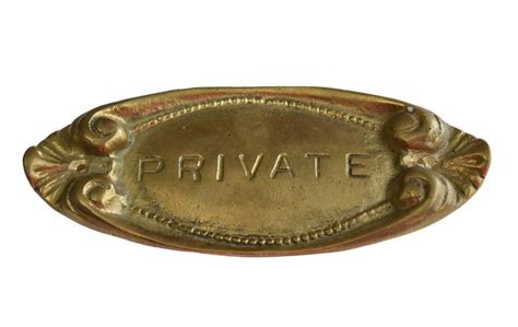 Vintage Victorian Brass Private Sign Nos New Old Stock C1950