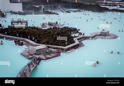 Blue Lagoon Iceland Aug 26 2014 People Bathing In The Blue Lagoon
