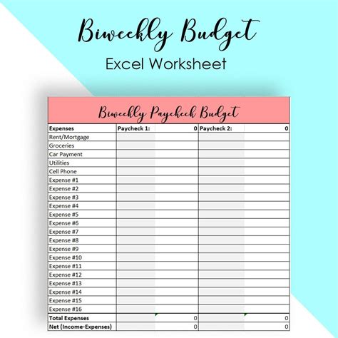 Biweekly Budget Template Weekly Budget Template Expense | Etsy