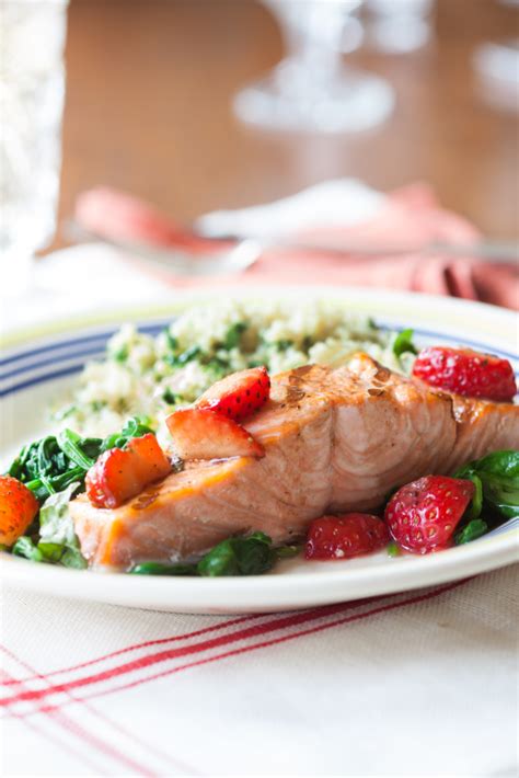Salmon With Peppered Balsamic Strawberries Amd Diet Recipe