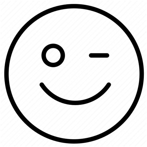 Emoji Expression Face Outline Wink Icon Download On Iconfinder