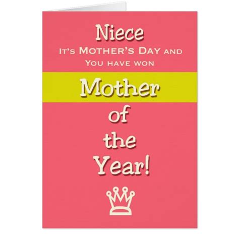Mothers Day Niece Humor Mother Of The Year Card Zazzle