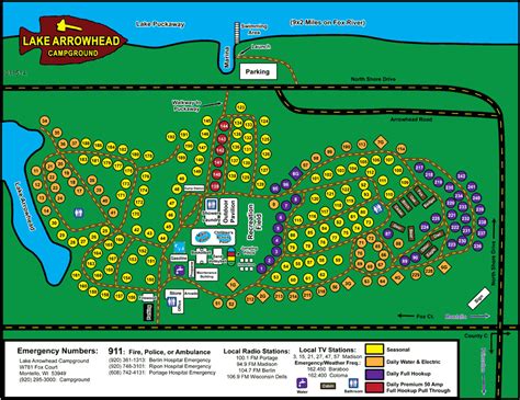 Map Of Lake Arrowhead Campground Montello Wi Wisconsin Campgrounds