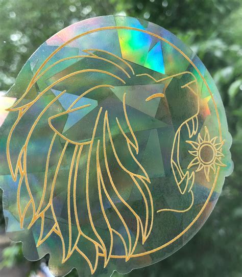 Lion Suncatcher Sticker Lion Eating Sun Rainbow Maker Etsy