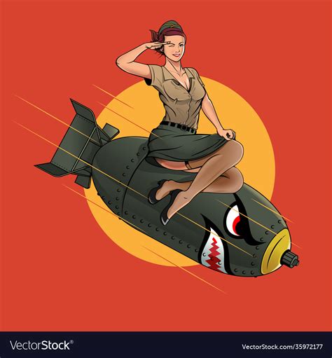 Cherry Bomb Ww2 Pin Up Girl Royalty Free Vector Image