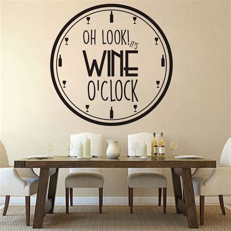 Its Wine Oclock Vinyl Wall Sticker Kitchen Bra Decor Wines Pattern