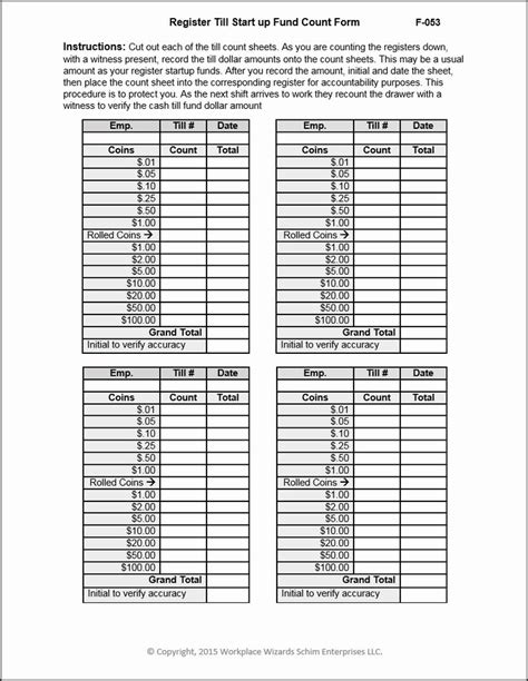 Cash Drawer Count Sheet Template Warehouse Of Ideas