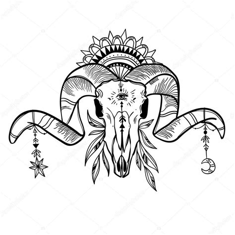 Ram Skull With Amulets Stock Vector Image By ©marialetta 109153558