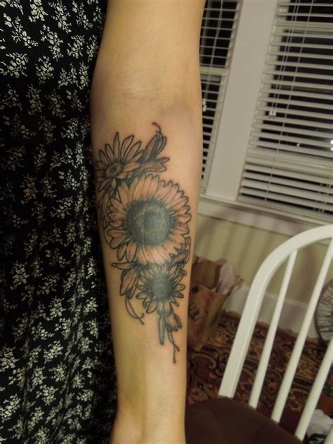 Beautiful Womens Black And White Flower Tattoo On Forearm