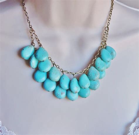 Turquoise Statement Necklace Layered Necklace Bridal