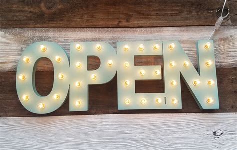 Open Sign Lighted Marquee Large Custom Vintage Inspired Wood Sign Open
