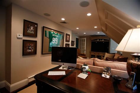 Man Cave Media Room Transitional Home Theater New York By