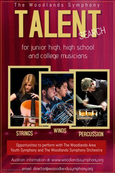 Wso Woodlands Symphony Orchestra 2021 Talent Search Flyer Hello Woodlands