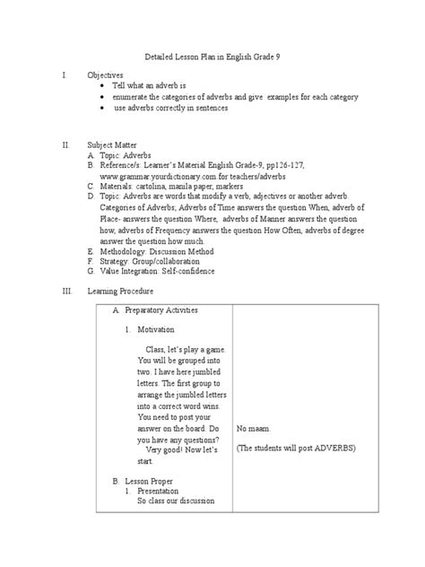 A Detailed Lesson Plan In Grade 9docx A Detailed Lesson Plan In Images