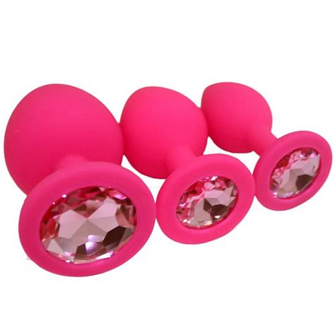 Buy 3pcs Silicone Jeweled Anal Butt Plugs Anal Trainer Toys Anal Plated Jeweled